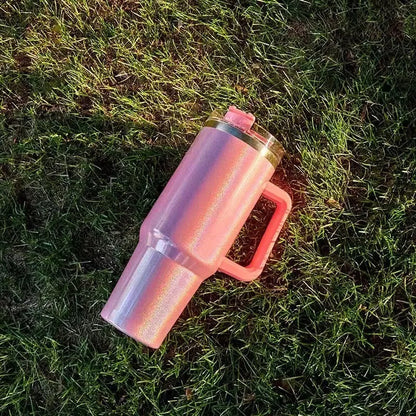 Stainless steel vacuum insulation cup with gradient colour, 27.5cm tall with 10cm wide mouth opening
