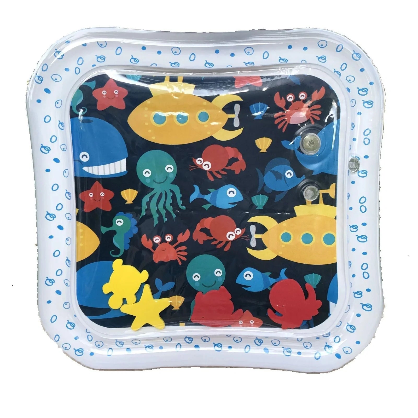 Children's 66x50cm inflatable PVC water cushion with cartoon patterns, deflated for portability, safe for outdoor cooling play