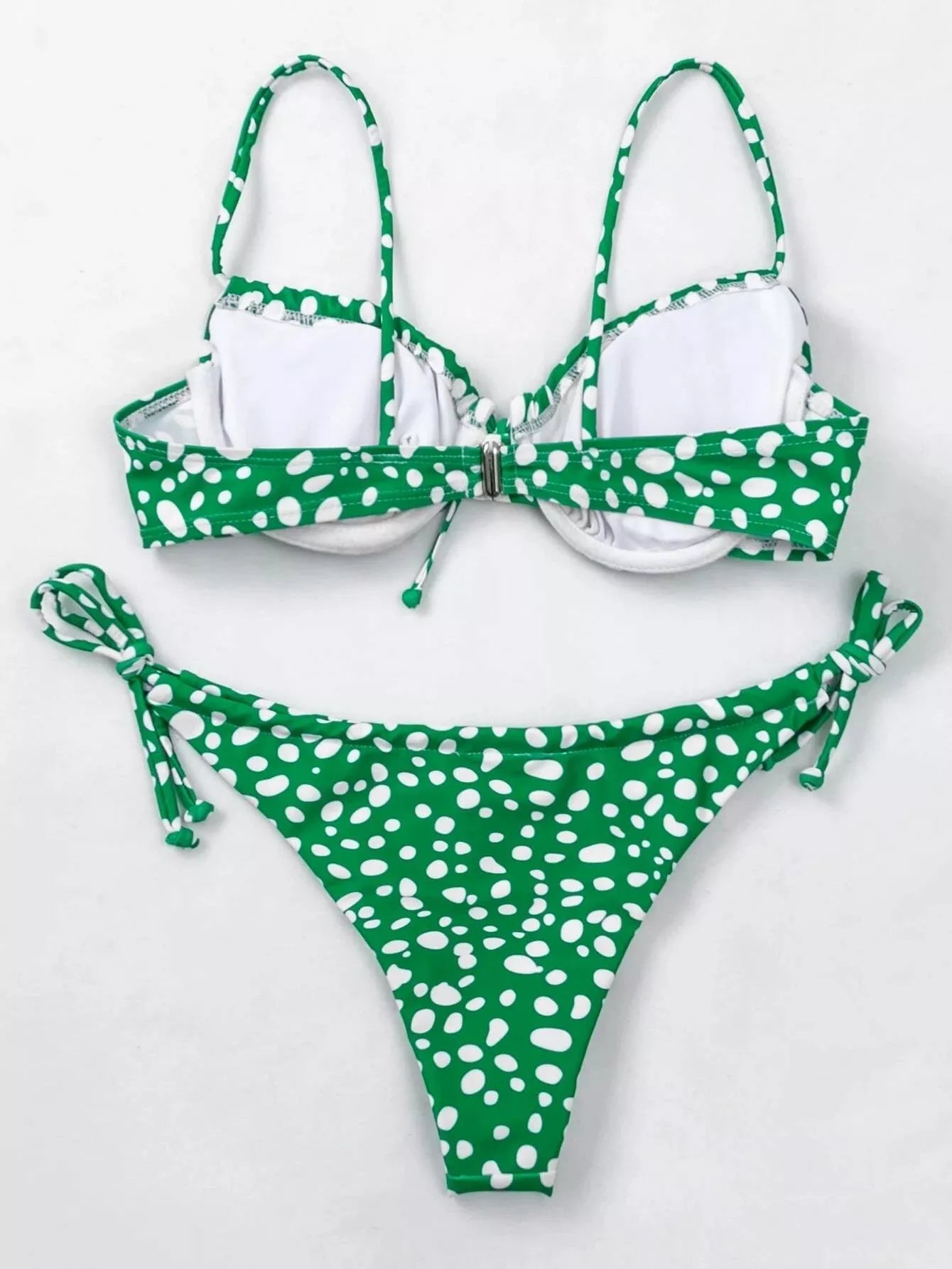 Women's green and purple split swimsuit bikini made from durable polyester