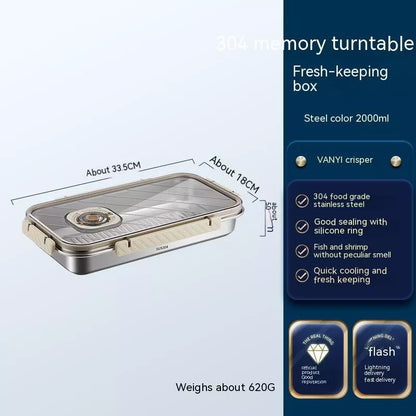 Stainless steel food storage box with date tracker for refrigerator organization