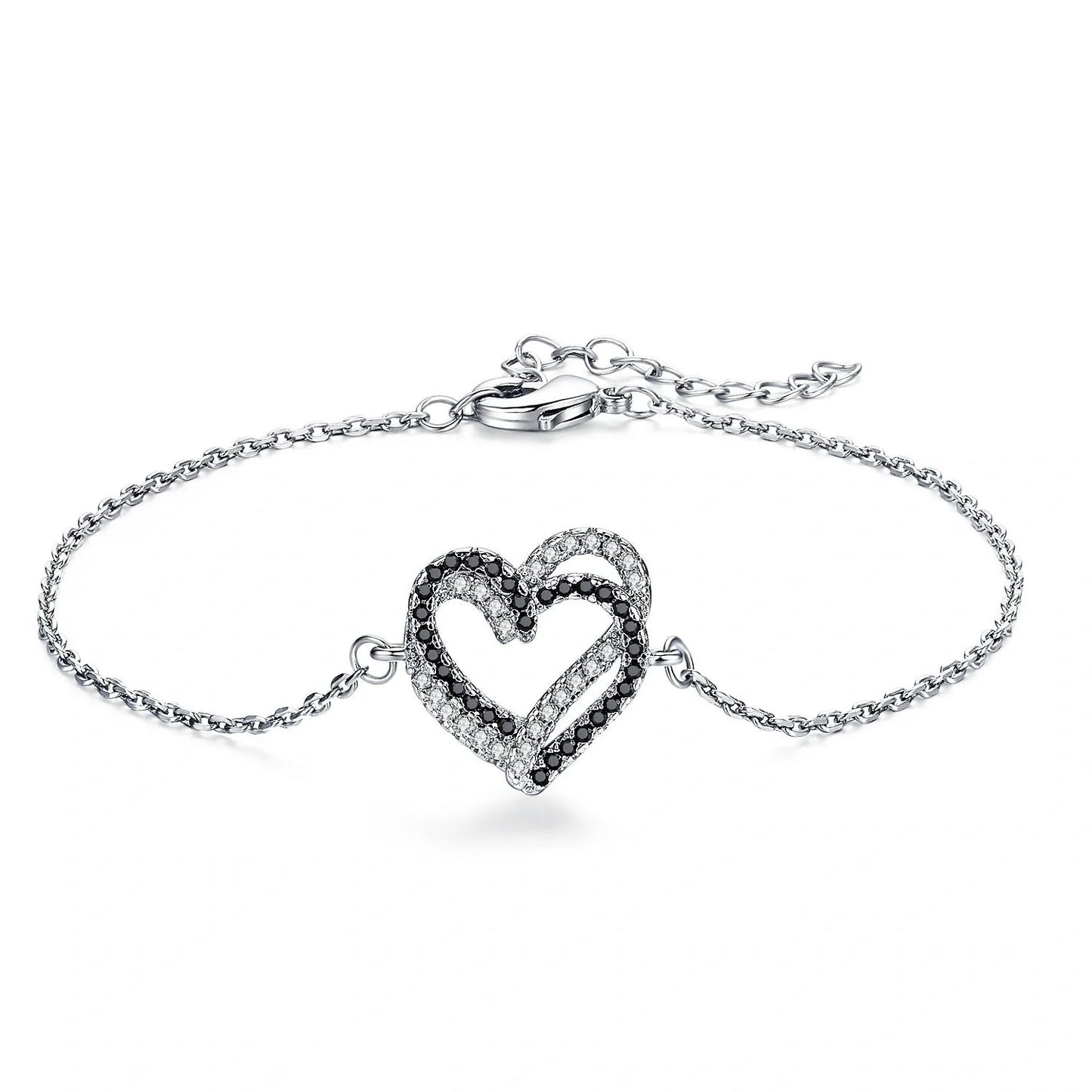 Black titanium steel heart bracelet for women, elegant and durable jewelry piece