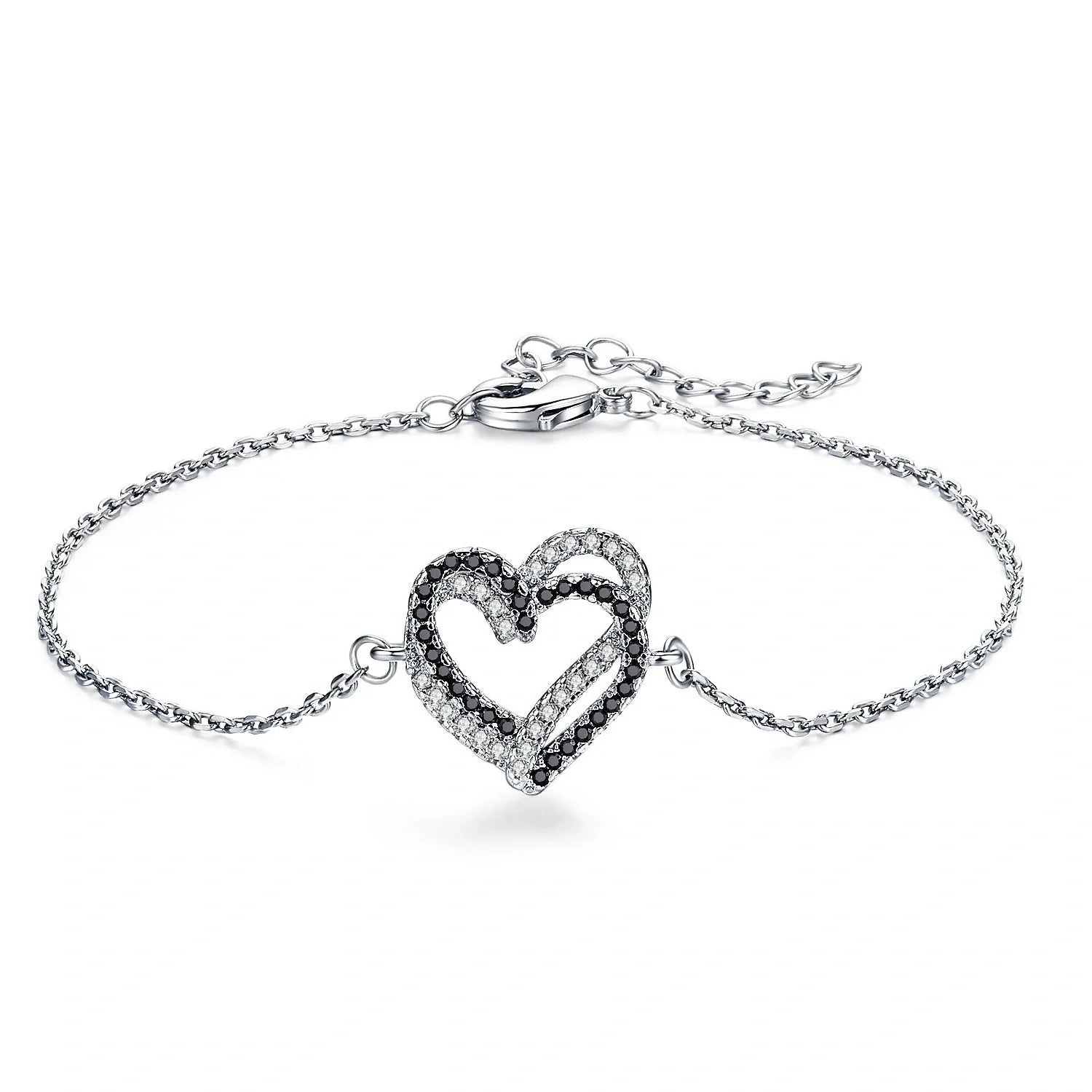 Black titanium steel heart bracelet for women, elegant and durable jewelry piece