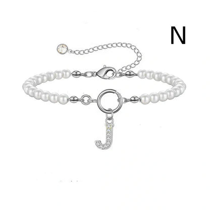 2024 fashion initial pearl bracelet for women with toggle clasp