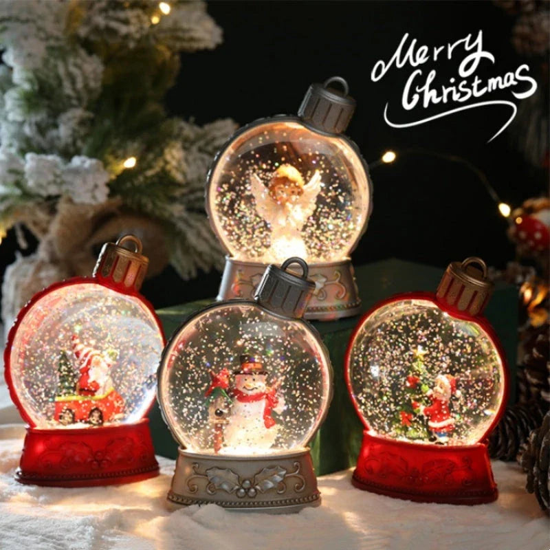Luminous Christmas decoration set with realistic flame-like effect, featuring old man, snowman, children's tree, and angel designs