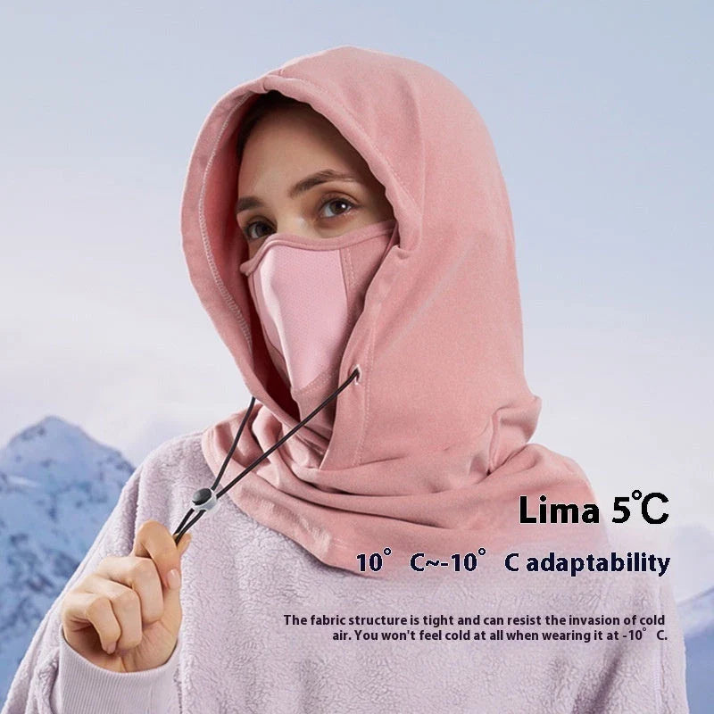 Premium fleece face mask and neck warmer with 360-degree coverage, adjustable drawstring, and versatile design for winter outdoor activities
