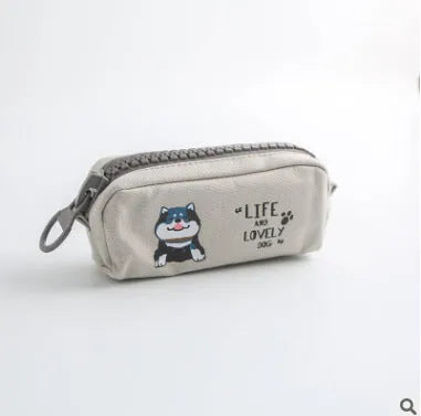Leather pencil case, 22cm x 9.5cm x 7cm, zip closure, animal and fruit patterns, 18 colours