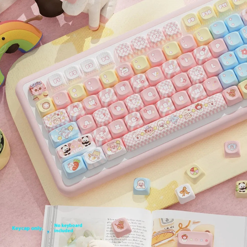 Clip Doll character mechanical keyboard keycap set with sublimation printed designs on PBT plastic