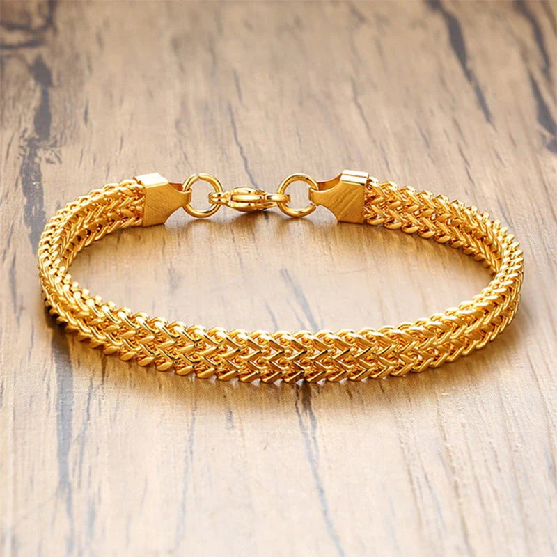 18K gold plated titanium steel bracelet with hemp flower design