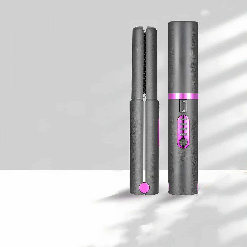 USB charge mini wireless travel hair straightener with ceramic plates in green, grey, or pink colours