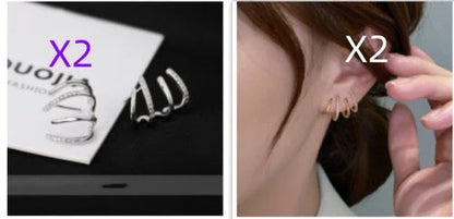 Elegant silver-tone zircon stud earrings with a sleek and sophisticated design