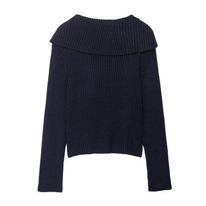 Women's ribbed knitted jacket with contrast stripes and zipper closure in regular 50cm length