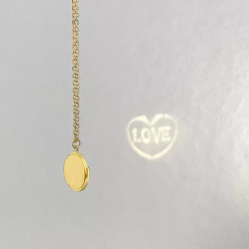 S925 pure silver projection necklace with LOVE design in gold, rose gold, and silver