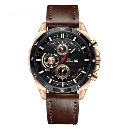 Men's business calendar waterproof quartz watch showing nine colour variants with 10mm thickness