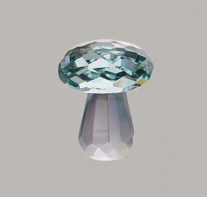 White crystal mushroom decorative sculpture measuring 40mm by 53mm in transparent, light green, red, or yellow colour options