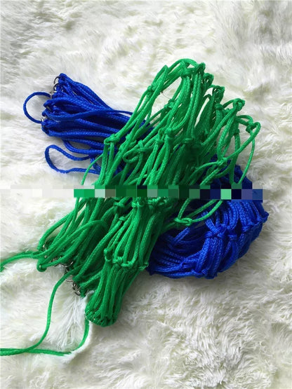 Forage Pocket Horse Feed Bag with 8 knots design in green and red