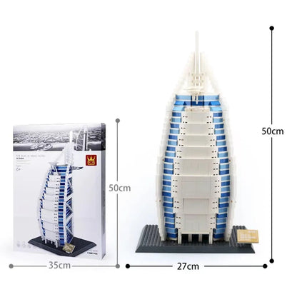 Wange building block set with 800+ ABS plastic pieces for constructing architectural landmark models