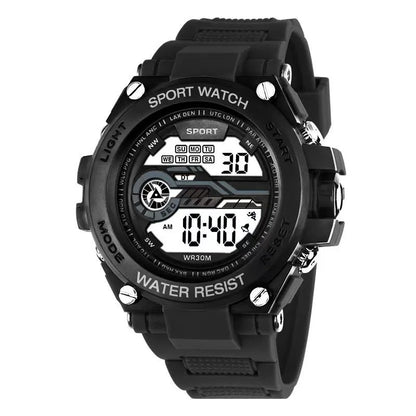 Electronic digital watch for teenagers in one of ten colour options, showing digital display.