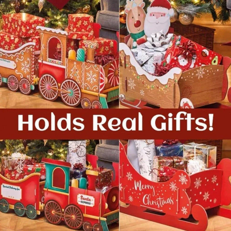 Red and green Santa Claus train Christmas decoration measuring 30cm long with plastic construction