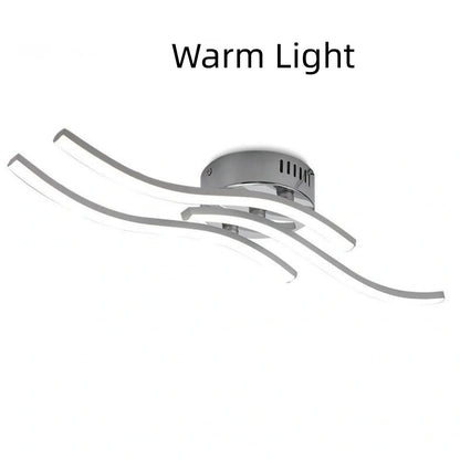 White aluminium ceiling lamp with modern design and LED lighting for room illumination