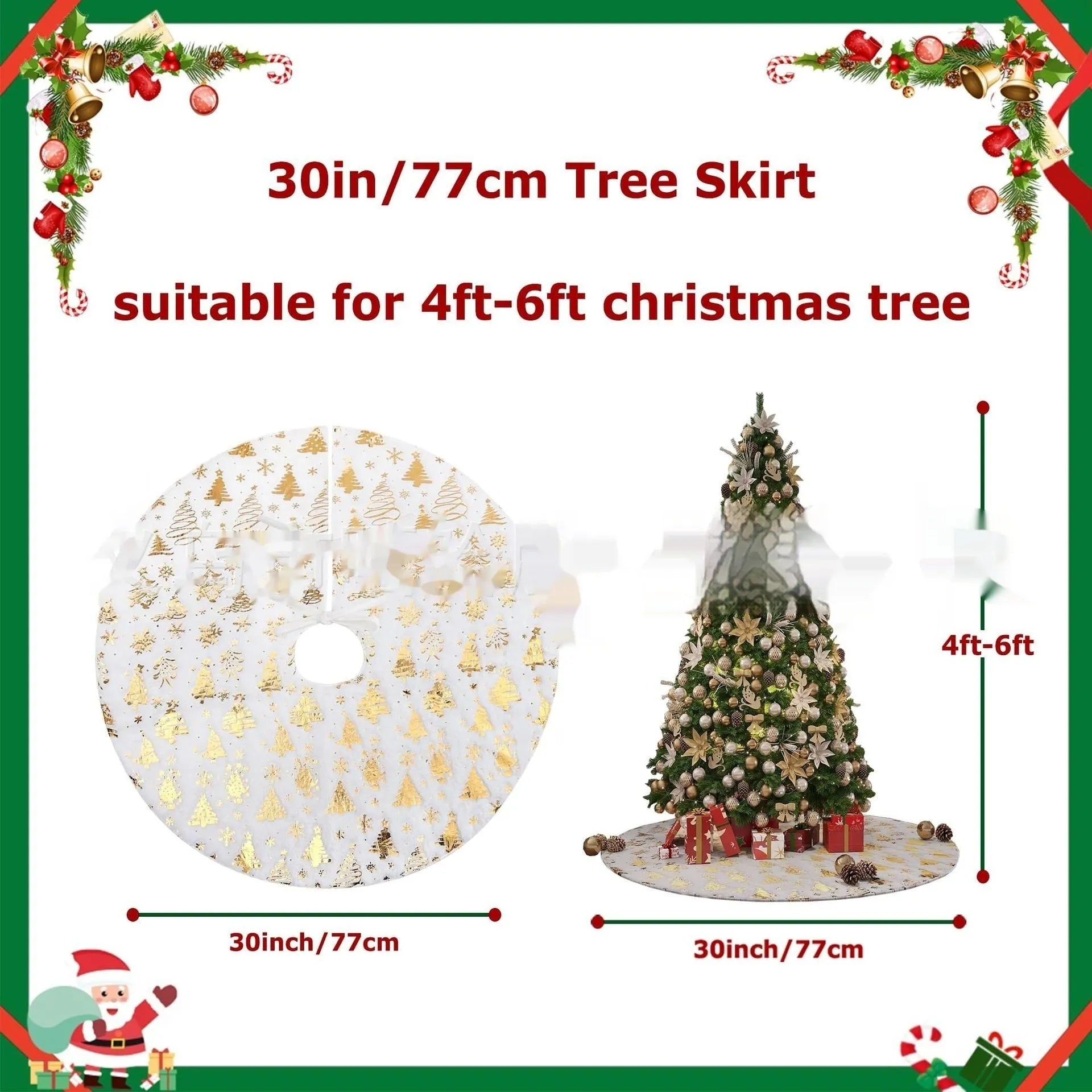 XINGX plush Christmas tree group mat with gilding snowflake designs in Christmas tree, cedar, and star styles.