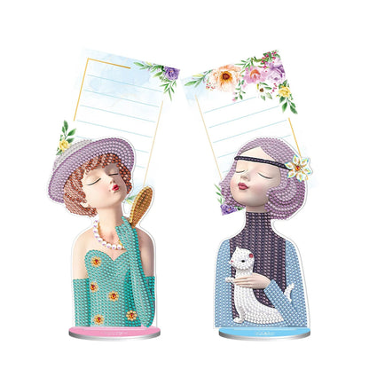 Diamond painting desktop note clip with frameless American style design, 19cm wide with note clip and decorative display