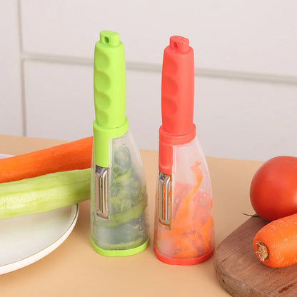 Multifunctional peeler with stainless steel blade and green storage box