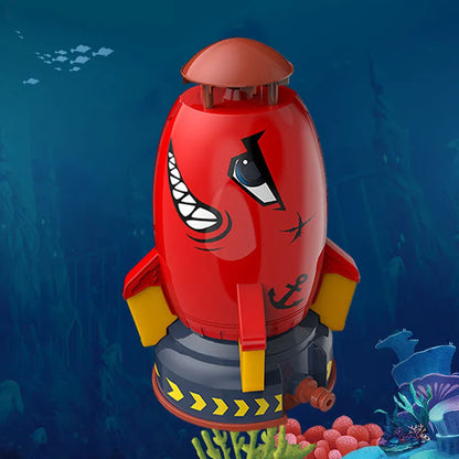 Outdoor water pressure rocket launcher toy for children's garden play with plastic construction