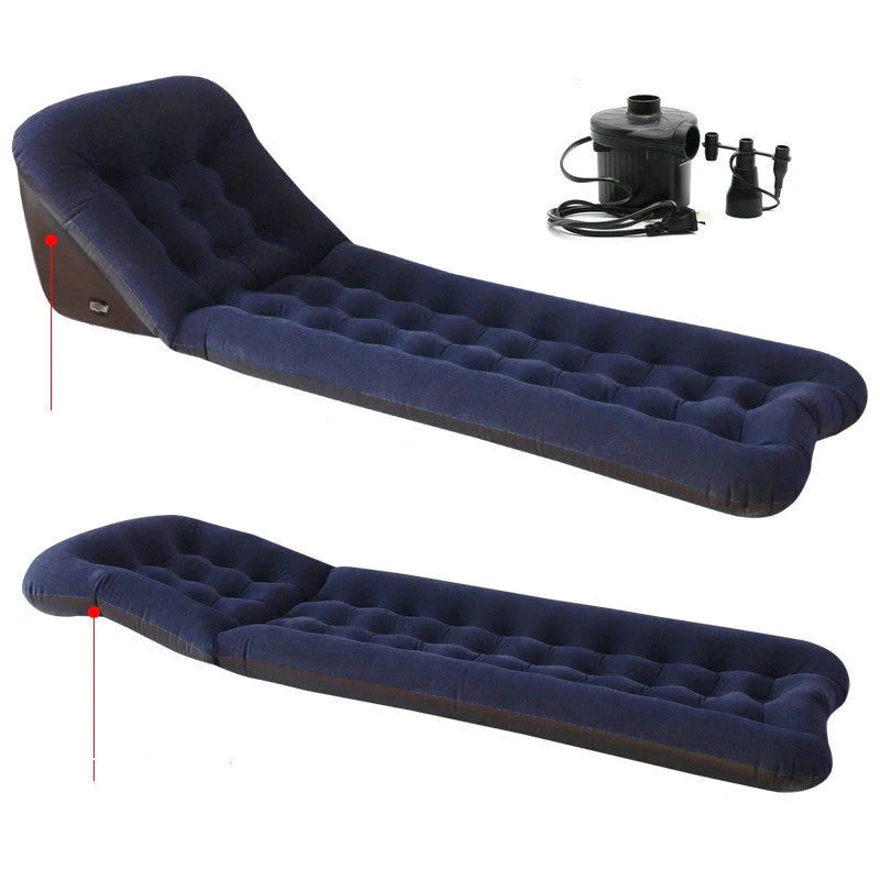 Automatic Air Mattress Camping Bed with quick inflation feature, dark blue and grey options available