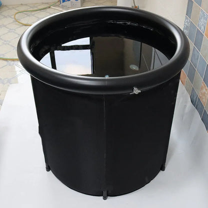 Black portable inflatable ice bath 70x80cm with weather lid and accessories