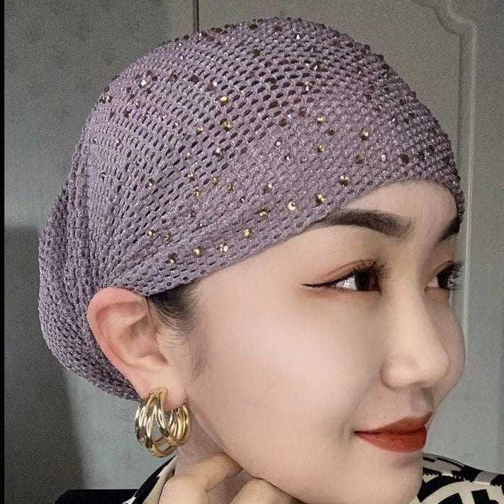 Elastic Hot Drilling Toque with lace detailing in various colors