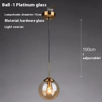 Simple modern round glass ball chandelier ceiling light in Nordic style
