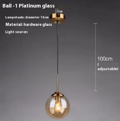 Simple modern round glass ball chandelier ceiling light in Nordic style