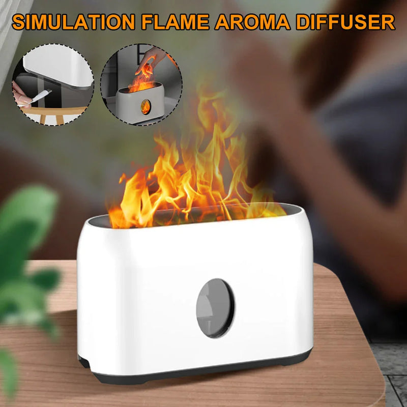 Hhomeenjoy Elegant Flame Effect Humidifier with Soothing Aroma Diffusion