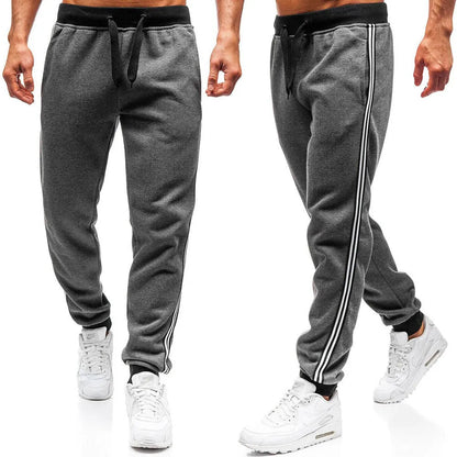 Men's summer casual sports trousers, loose tapered stitching, black or dark grey, sizes S to XXXL