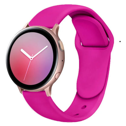 Samsung Galaxy Active 2 reverse buckle silicone strap showing 20mm and 22mm width options