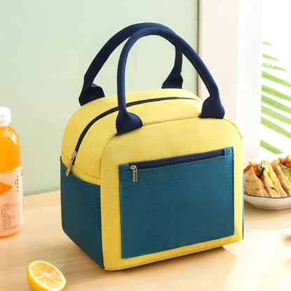 Aluminium foil thickening waterproof lunch insulation bag in blue colour with modern simple design