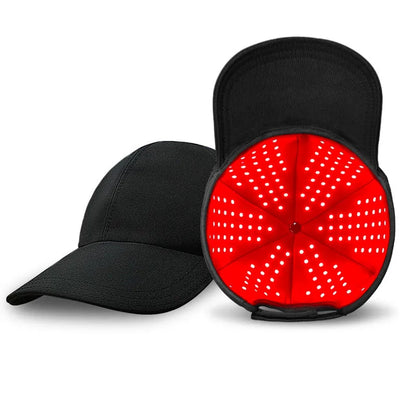 Black duckbill infrared hair growth cap with 180 LED lights and controller for red light therapy