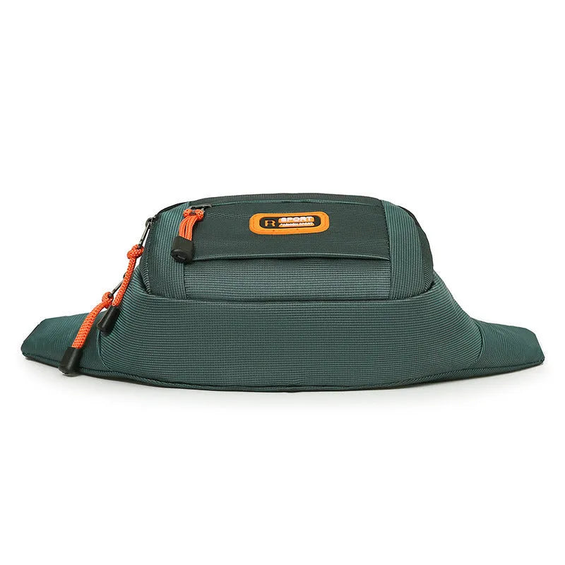 Large slanted chest bag in black, grey, blue, or green colours with water resistant functionality