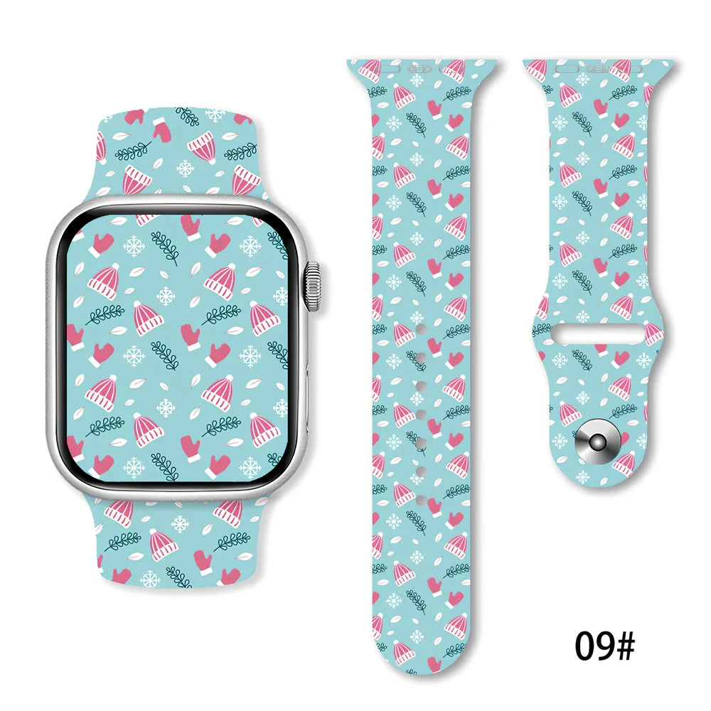 Christmas silicone watch strap in solid colours fitting 38-49mm watches with 30 colour options