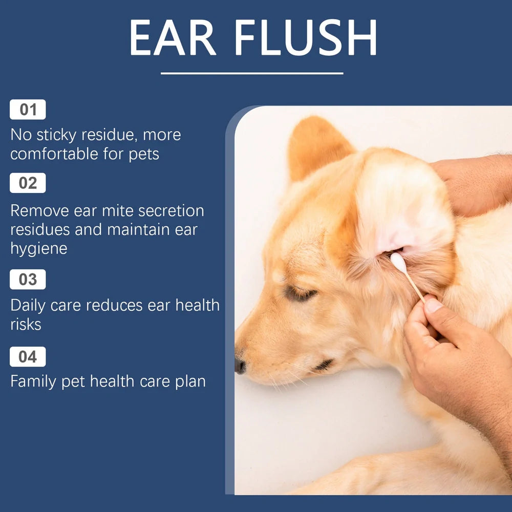 100ml bottle of veterinary ear cleaning solution for dogs and cats with applicator tip