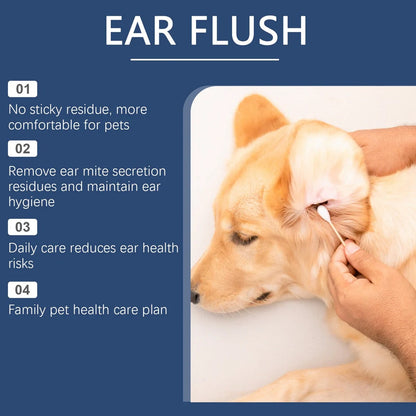 100ml bottle of veterinary ear cleaning solution for dogs and cats with applicator tip