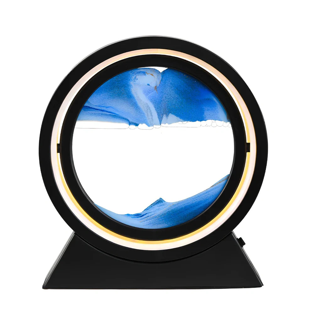 3D dynamic art ornament with quicksand motion effect in blue colour, 24cm height