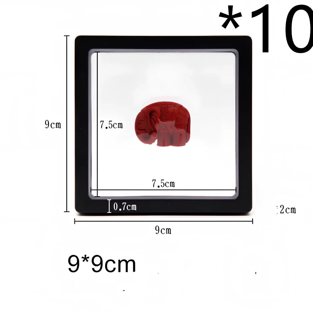 Black 11x11cm suspended 3D floating display frame holder with square base for coins and gems