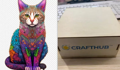 Animal Puzzle Craft Hub A3 Size Wooden Box for puzzle storage and organization