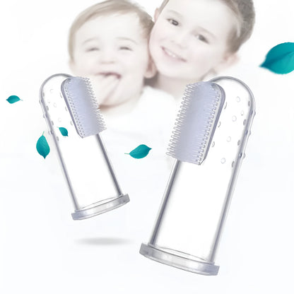 Transparent liquid silicone finger stall baby toothbrush for infant oral cleaning, 1pc