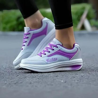 Women's grey powder travel sports shoes with 3-5cm heel and heelless design for spring wear
