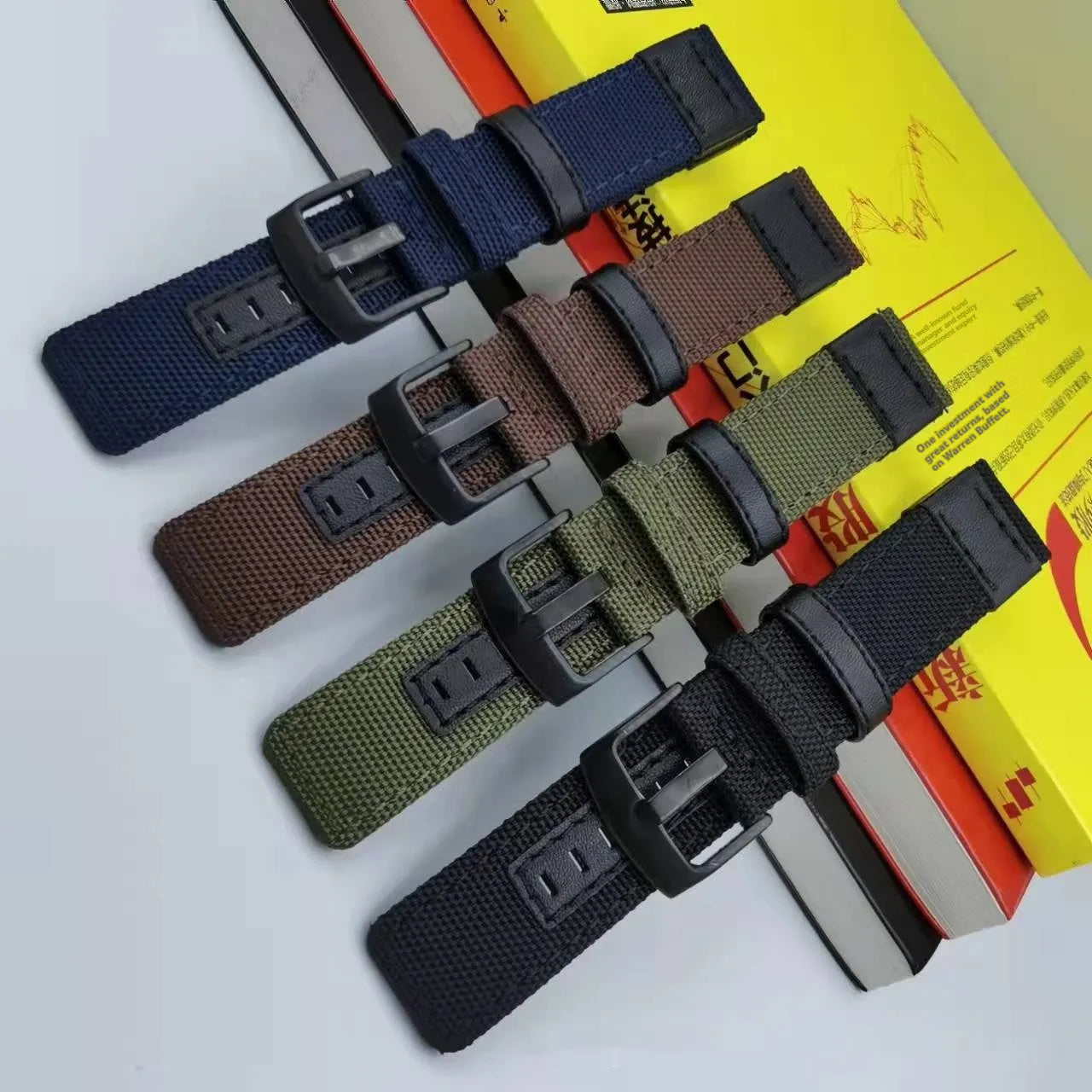 Canvas watch strap in Oxford cloth with size options from 20mm to 24mm width in six colour variations