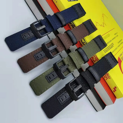 Canvas watch strap in Oxford cloth with size options from 20mm to 24mm width in six colour variations