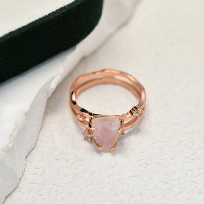 S925 sterling silver irregular triangle moonstone ring showing geometric design and 12mm gemstone centrepiece