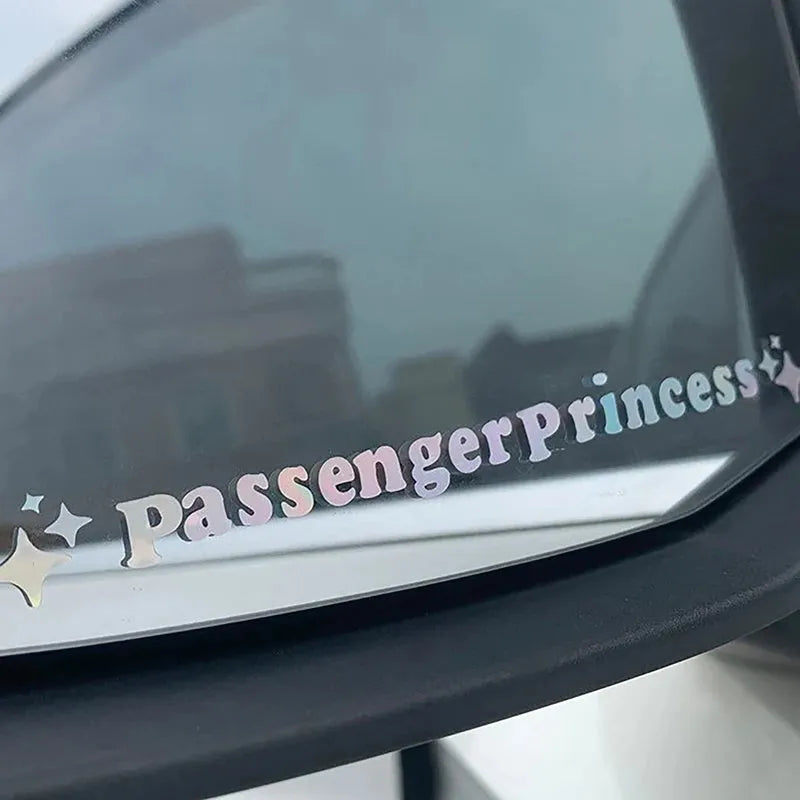 Passenger princess decorative sticker for car rearview mirror in multiple colour options